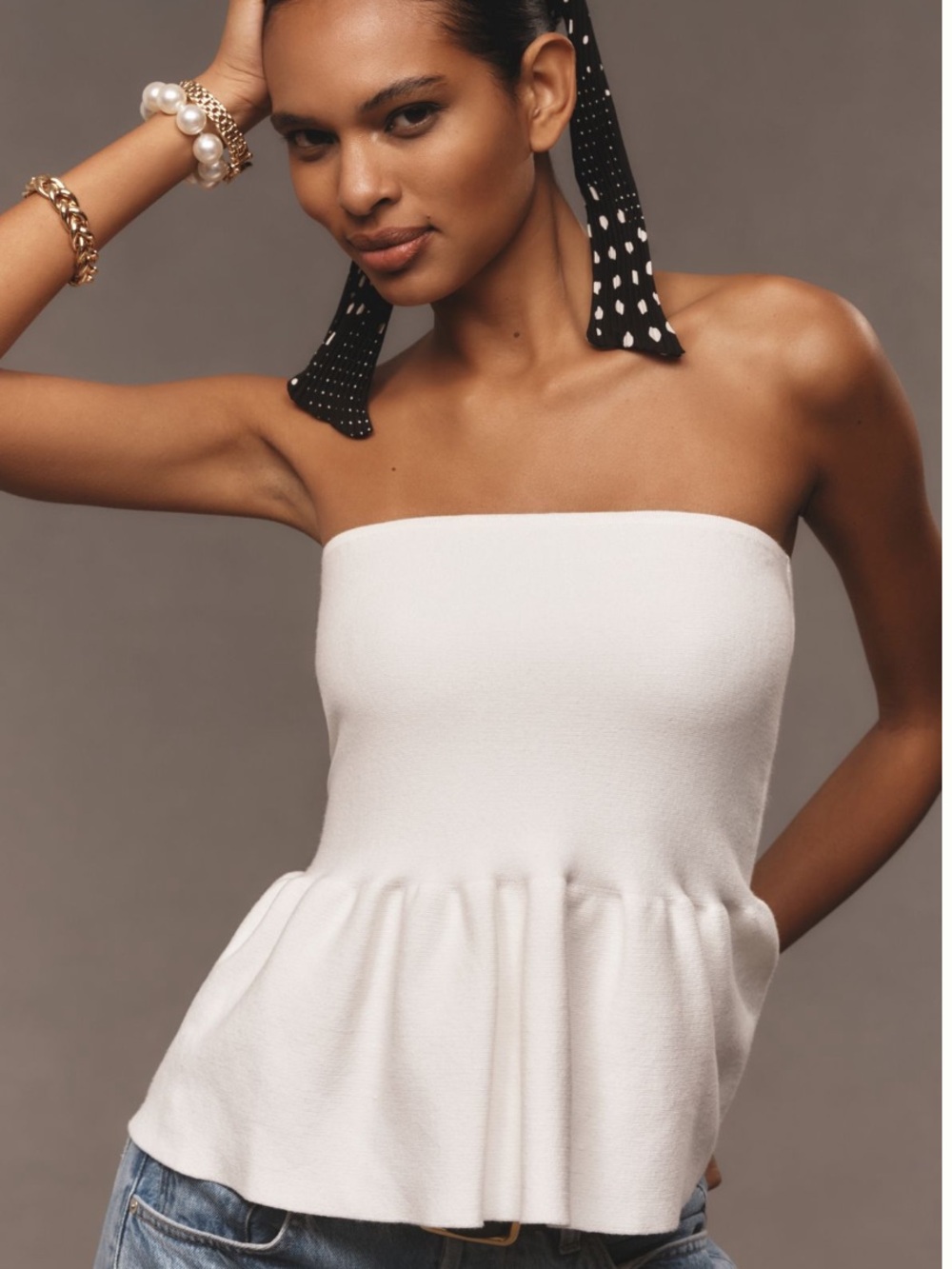 By Anthropologie Knit Peplum Tube Top